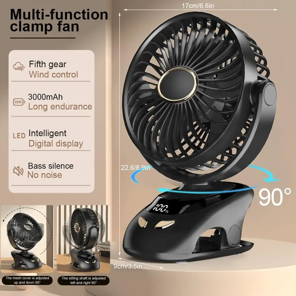 Rechargeable USB Clip-On Desk Fan 2 Rechargeable USB Clip-On Desk Fan - Image 2